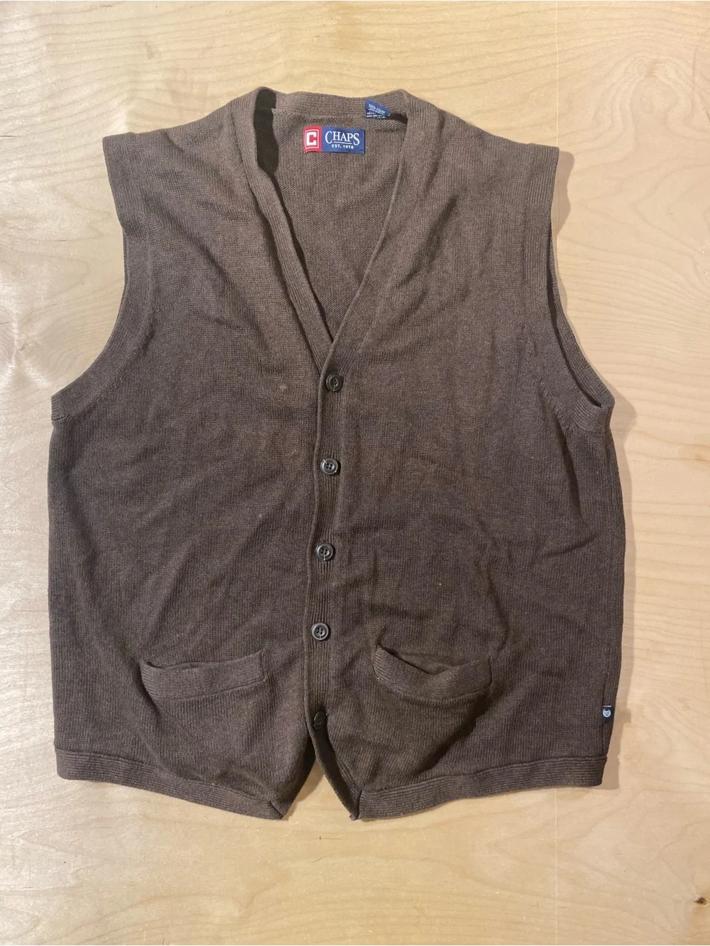 Chaps Brown Button-Front Men’s Knit Vest XL (SW)